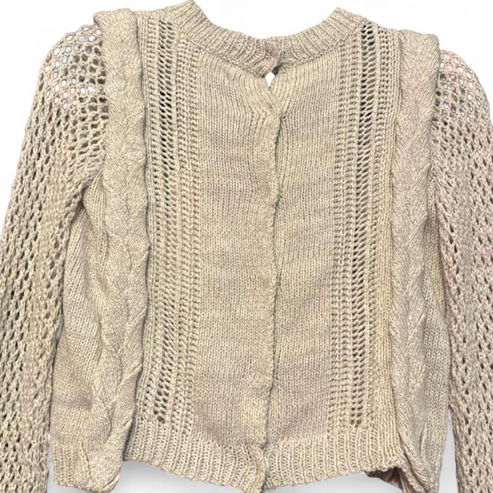 NWT Wildfox Women’s Off-White Boho Crochet Knit Cropped Jumper Sweater — XS - Picture 5 of 6
